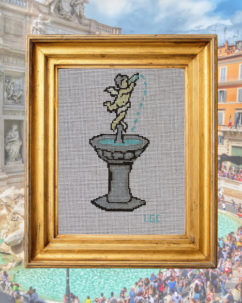 Cherub Fountain Canvas
